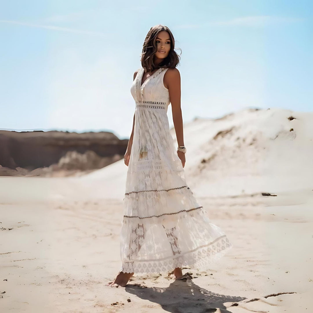 SELENA™ | Boho Maxi Dress with Lace