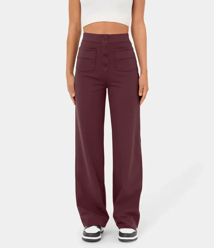 STEPHEY™ | Elasticated high-waisted trousers