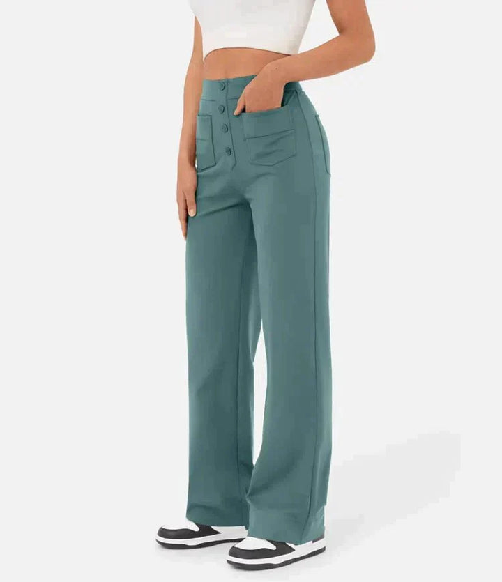 STEPHEY™ | Elasticated high-waisted trousers