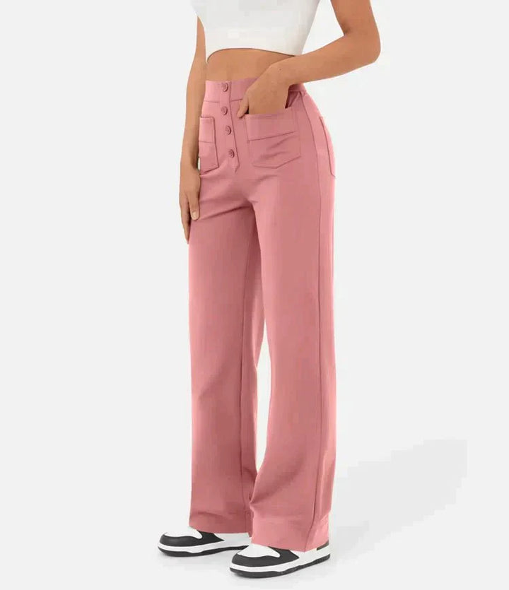 STEPHEY™ | Elasticated high-waisted trousers