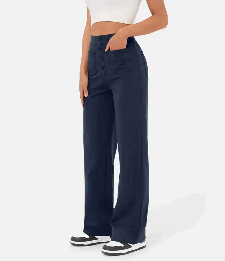 STEPHEY™ | Elasticated high-waisted trousers