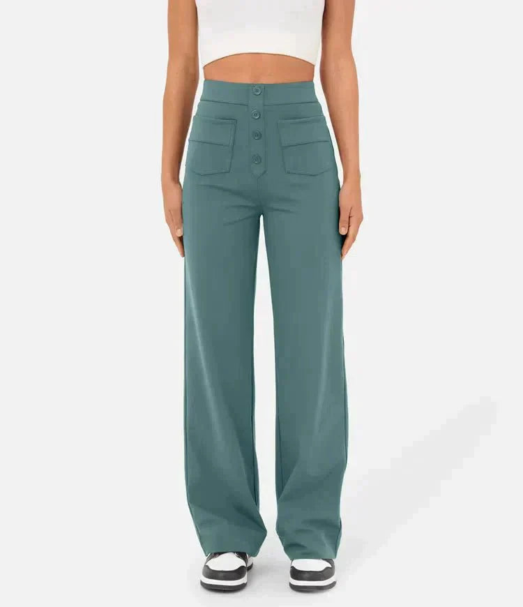 STEPHEY™ | Elasticated high-waisted trousers