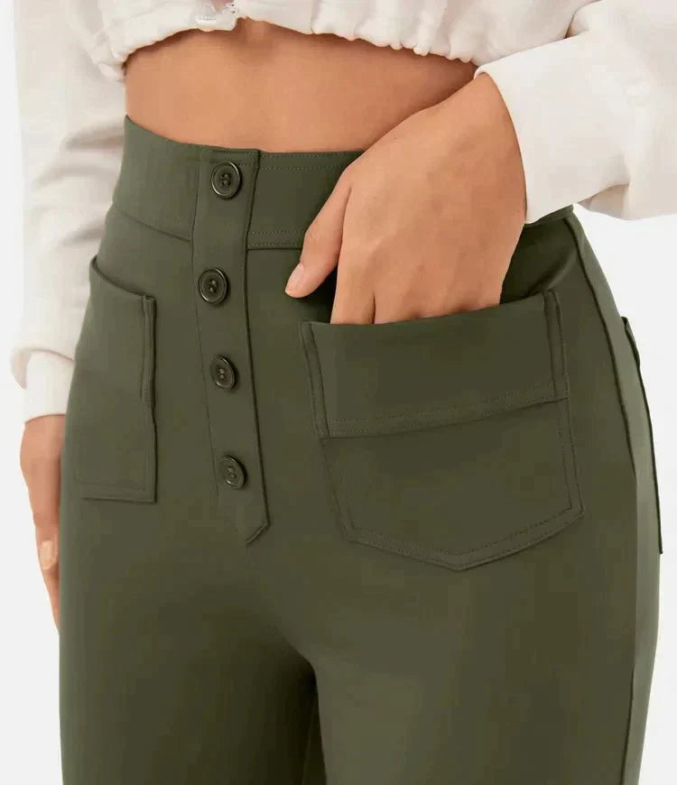 STEPHEY™ | Elasticated high-waisted trousers