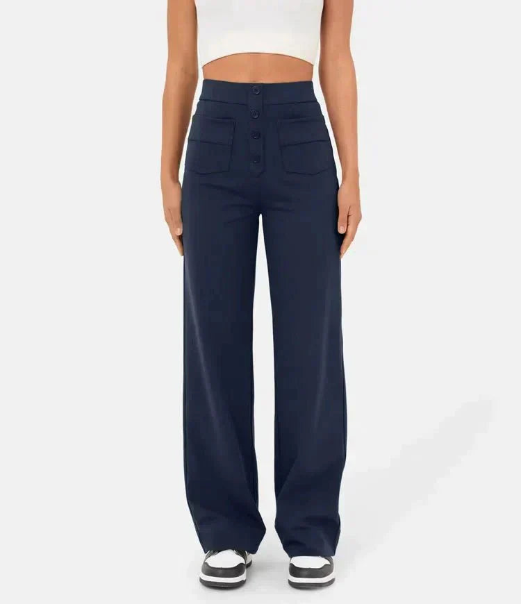 STEPHEY™ | Elasticated high-waisted trousers