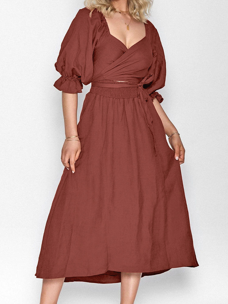 LEONA™ | Dress with French Ruffled Sleeves