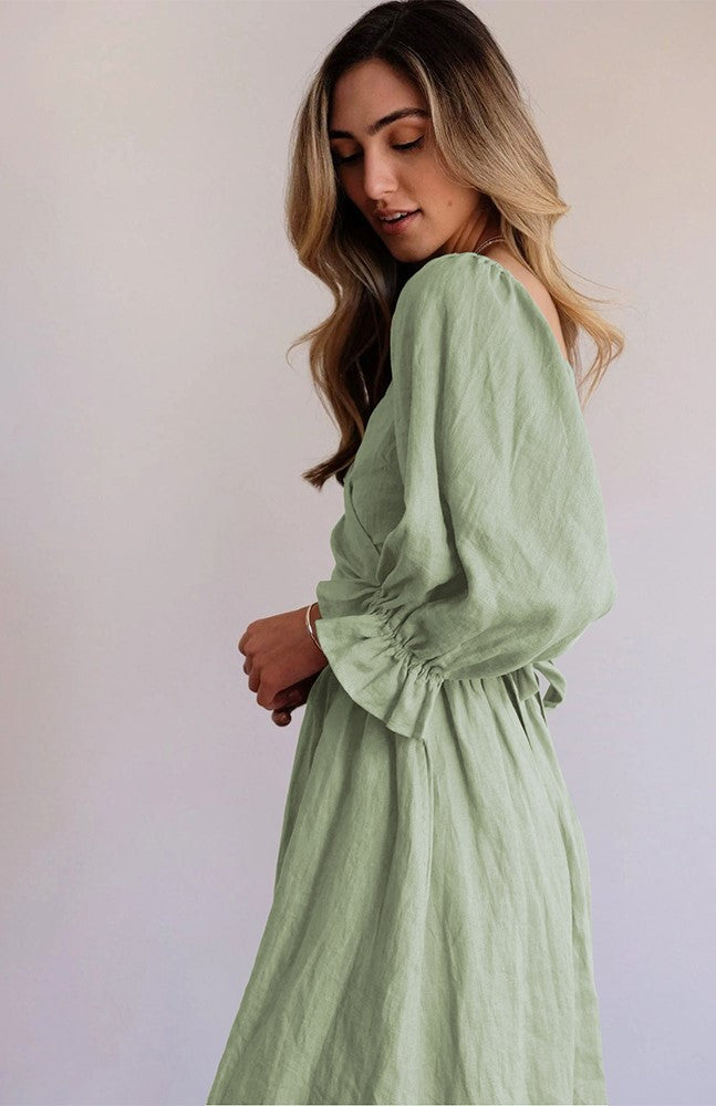 LEONA™ | Dress with French Ruffled Sleeves